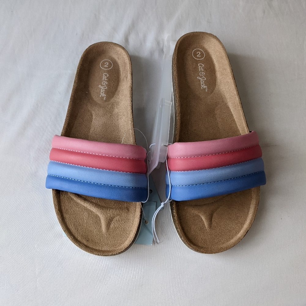 Cat & Jack Slide Sandals Size 2 Girls Youth New with tags